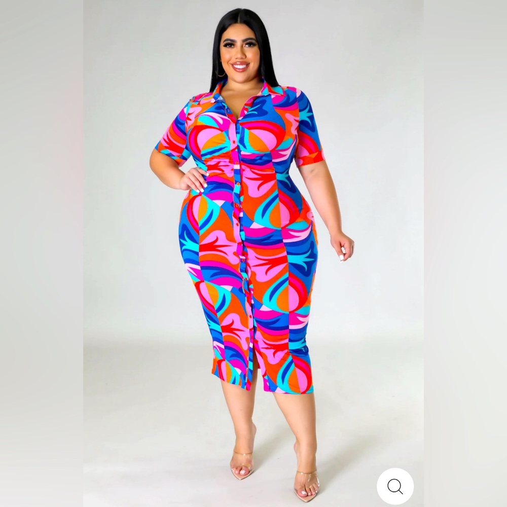 Printed Button Up Dress